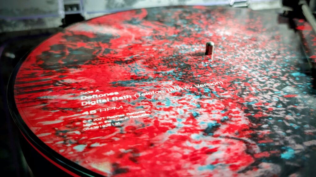 Telefon Tel Aviv remix of Deftones Digital Bath on vinyl record, shown close-up